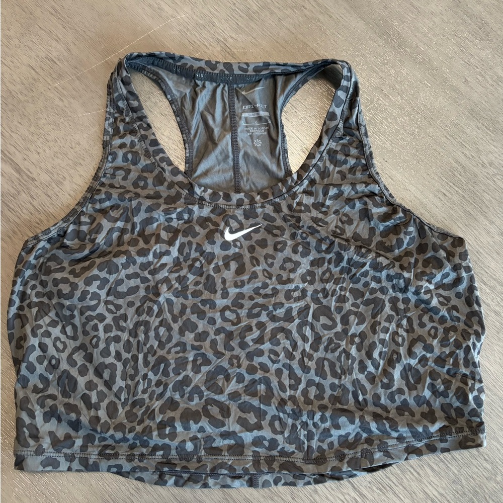 Nike Women's Dri-Fit One Slim Fit Leopard Printed Tank Top